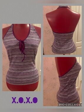 XOXO Jeans purple and silver stripped Halter Vintage late 90s early 2000s M